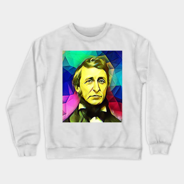 Henry David Thoreau Colourful Portrait | Henry David Thoreau Artwork 6 Crewneck Sweatshirt by JustLit